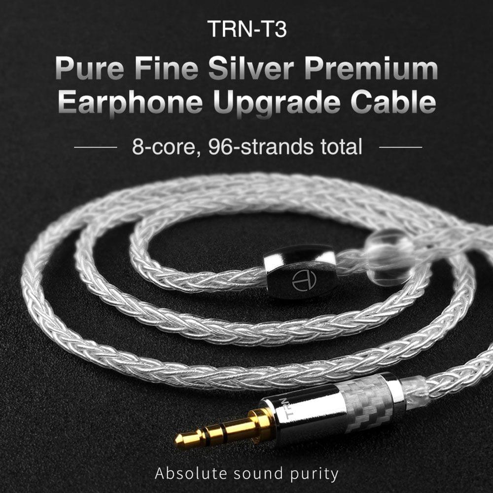 TRN T3 8 Core Pure Silver Cable 3.5mm MMCX Upgrade Earphone - 1