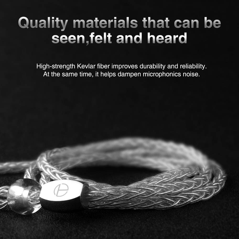 TRN T3 8 Core Pure Silver Cable 3.5mm 0.75mm 2Pin Upgrade - 2