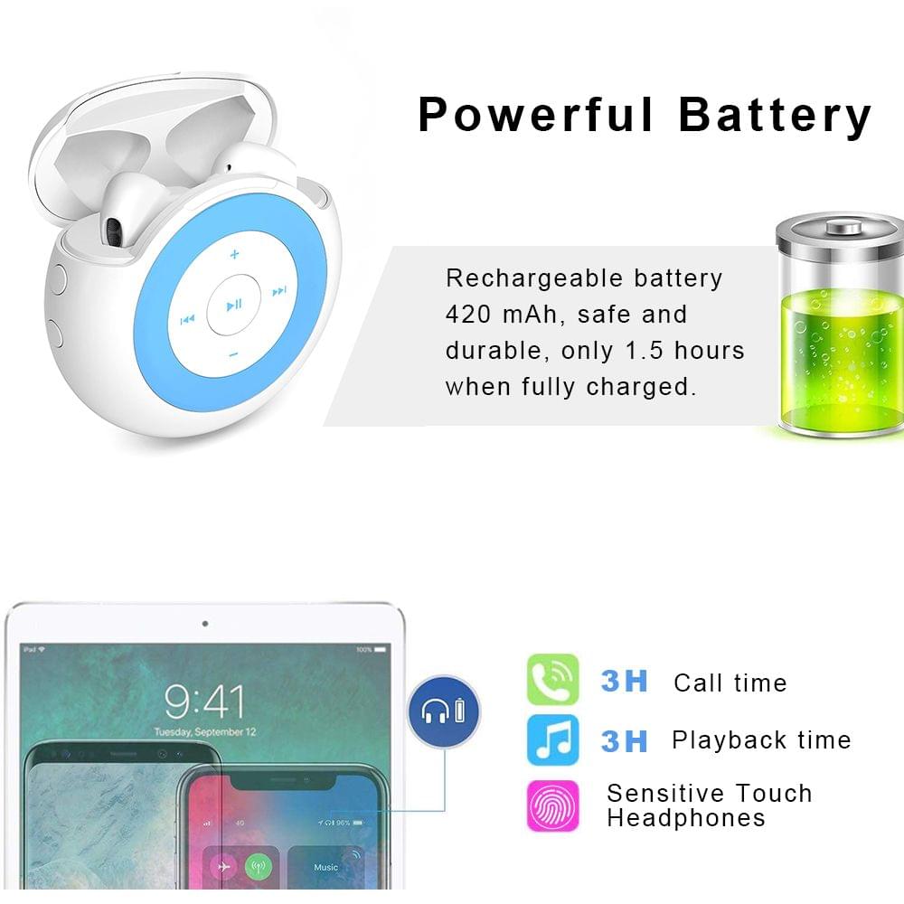 IDISKK True Wireless Earbuds 32GB MP3 Player 3-In-1