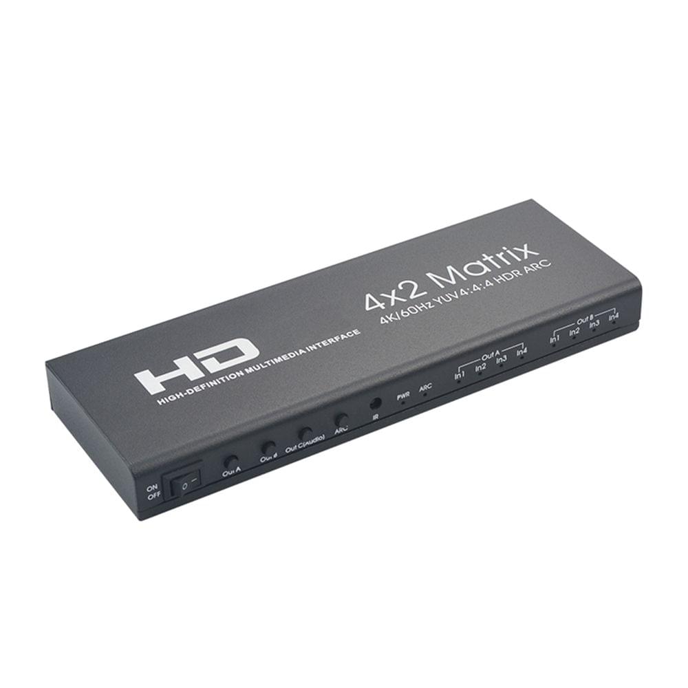 HD Matrix 4x2 Switch Splitter 4K@60Hz HD 2.0 Matrix with - US Plug