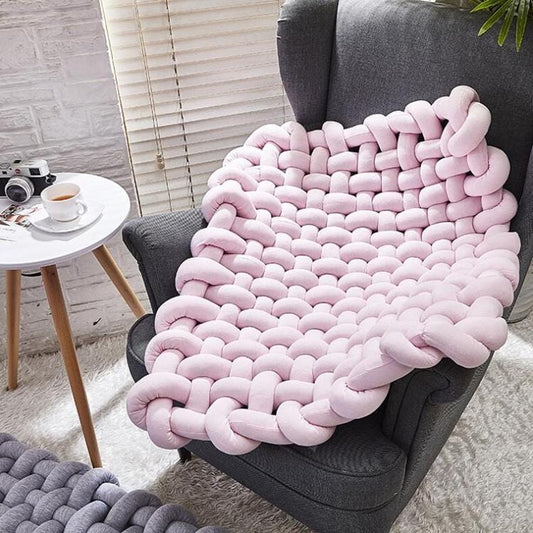 Hand-woven Home Decoration Twist Anti-skid Mat Shooting Props (Pink)