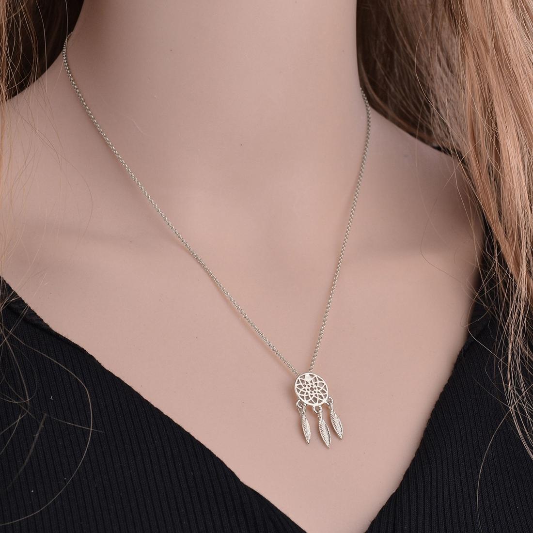 Dream Catcher Series Jewelry Necklace Exquisite Alloy Hollow Pendant Necklace (Silver)