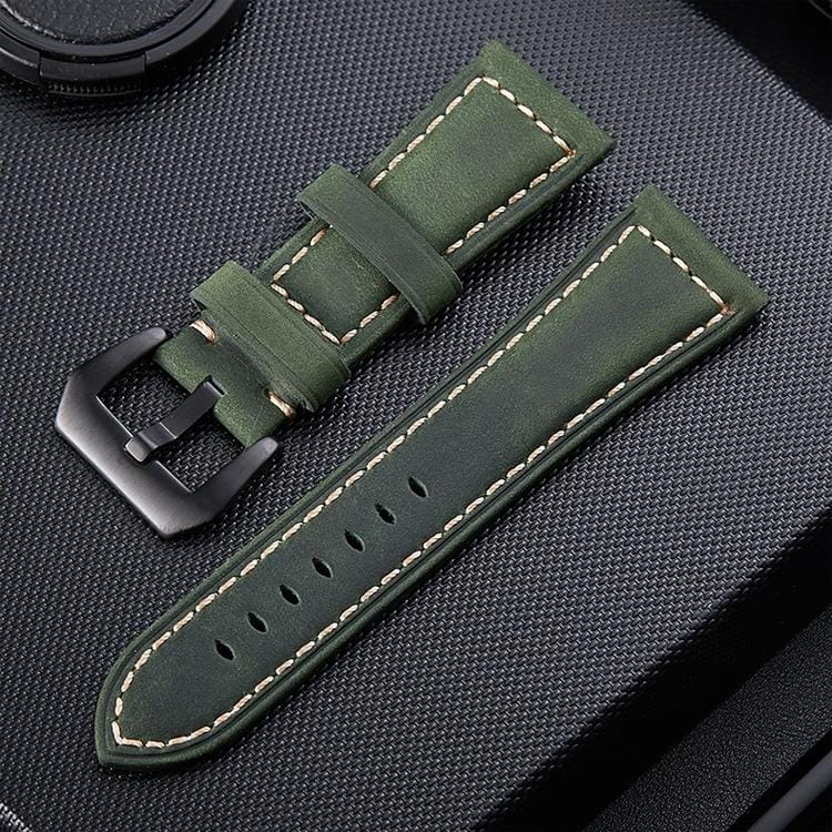 Crazy Horse Layer Frosted Black Buckle Watch Leather Wrist Strap, Size: 26mm (Dark Brown)