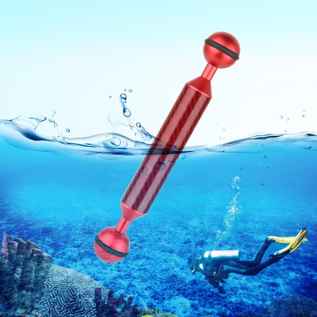 PULUZ 6 inch 15.2cm Length 20.8mm Diameter Dual Balls Carbon Fiber Floating Arm, Ball Diameter: 25mm (Red)