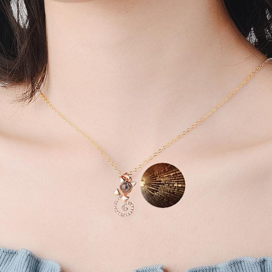 100 Language I love You Necklace Memory Projection Pendant Wedding Letter Necklace (Rose Gold)