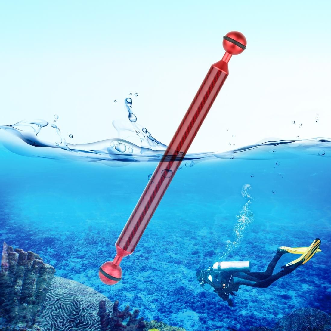 PULUZ 11 inch 27.9cm Length 20.8mm Diameter Dual Balls Carbon Fiber Floating Arm, Ball Diameter: 25mm (Red)
