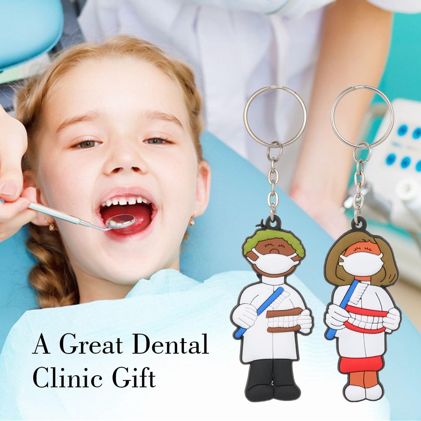 Dental Clinic Gift Cartoon Keychain Dentist Model Shape Key - 1