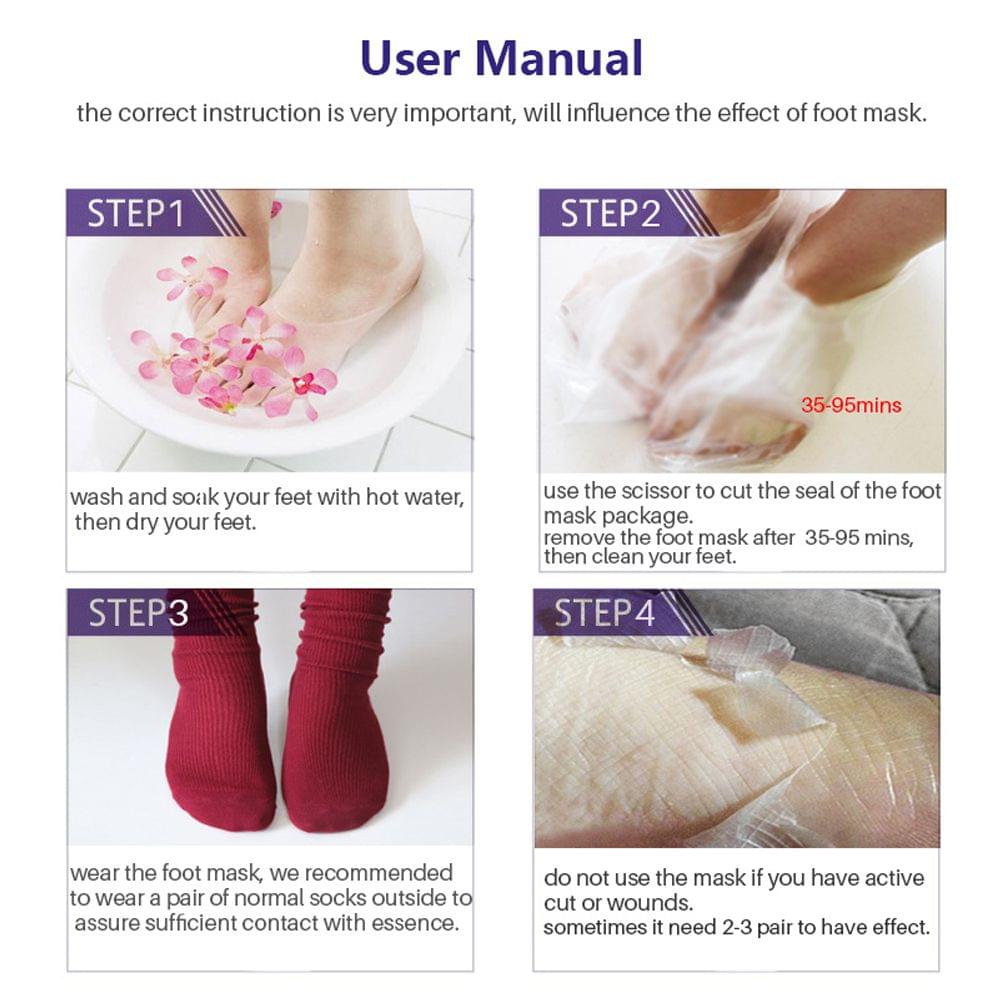 4 Pairs Comfort Exfoliating Peel Foot Masks 8Pcs Baby Soft - Pack of 4