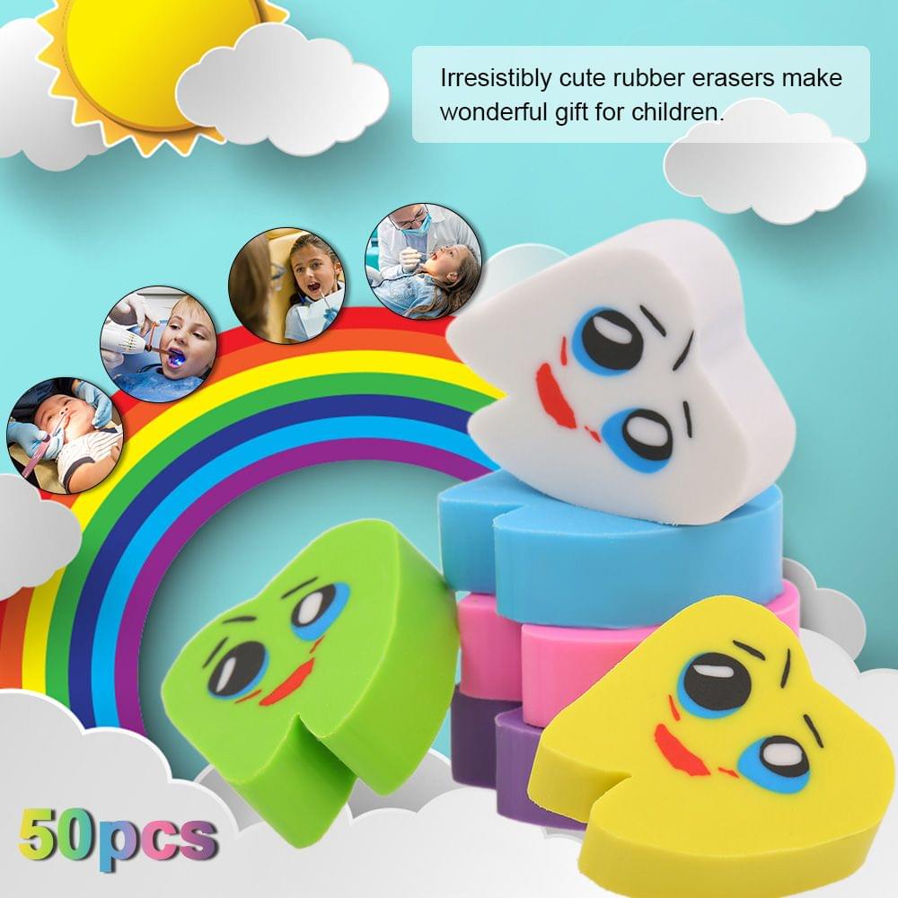 50pcs/bag Molar Shaped Tooth Rubber Erasers Dentist Dental