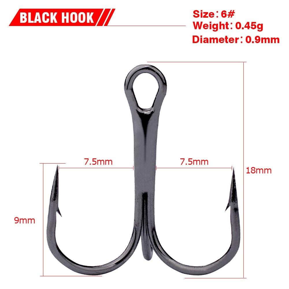 50PCS Fishing Treble Hooks Barbed Treble - 6