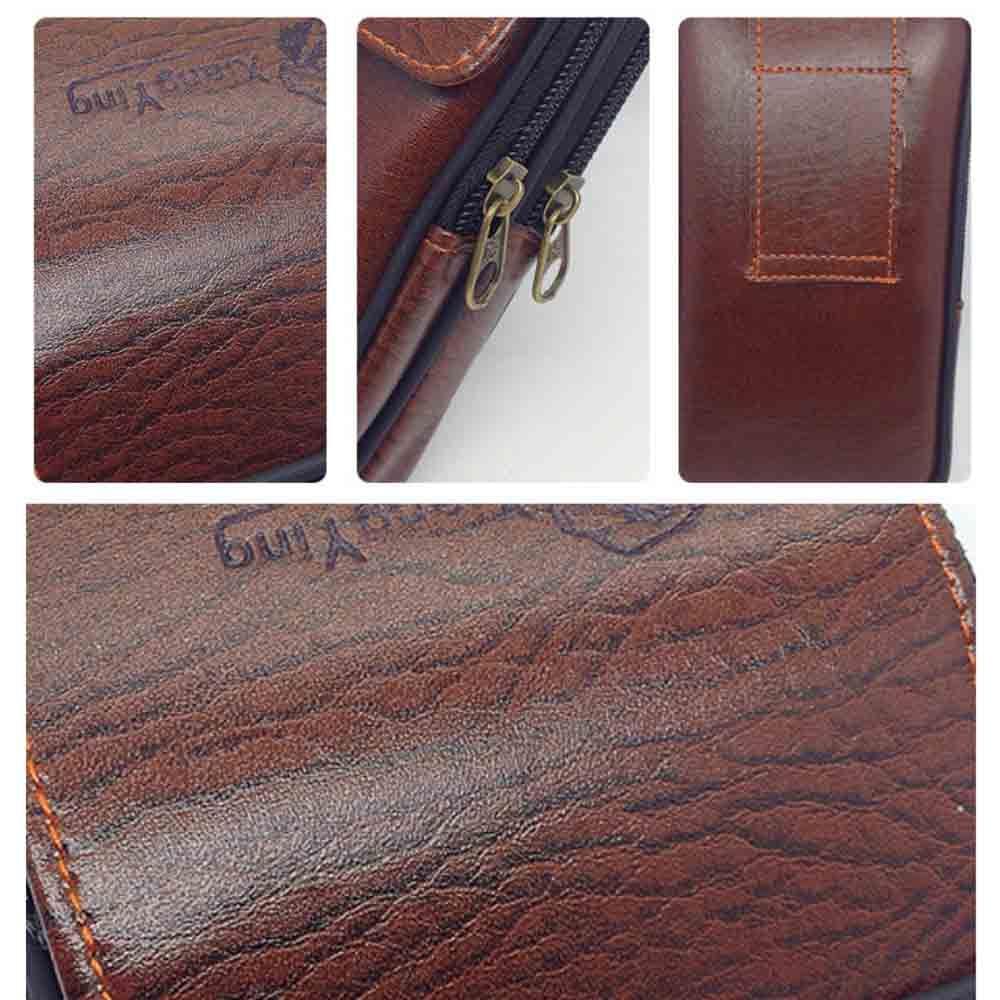 Mini Men Faux Leather Zipper Tactical Belt Pouch Waist Bag