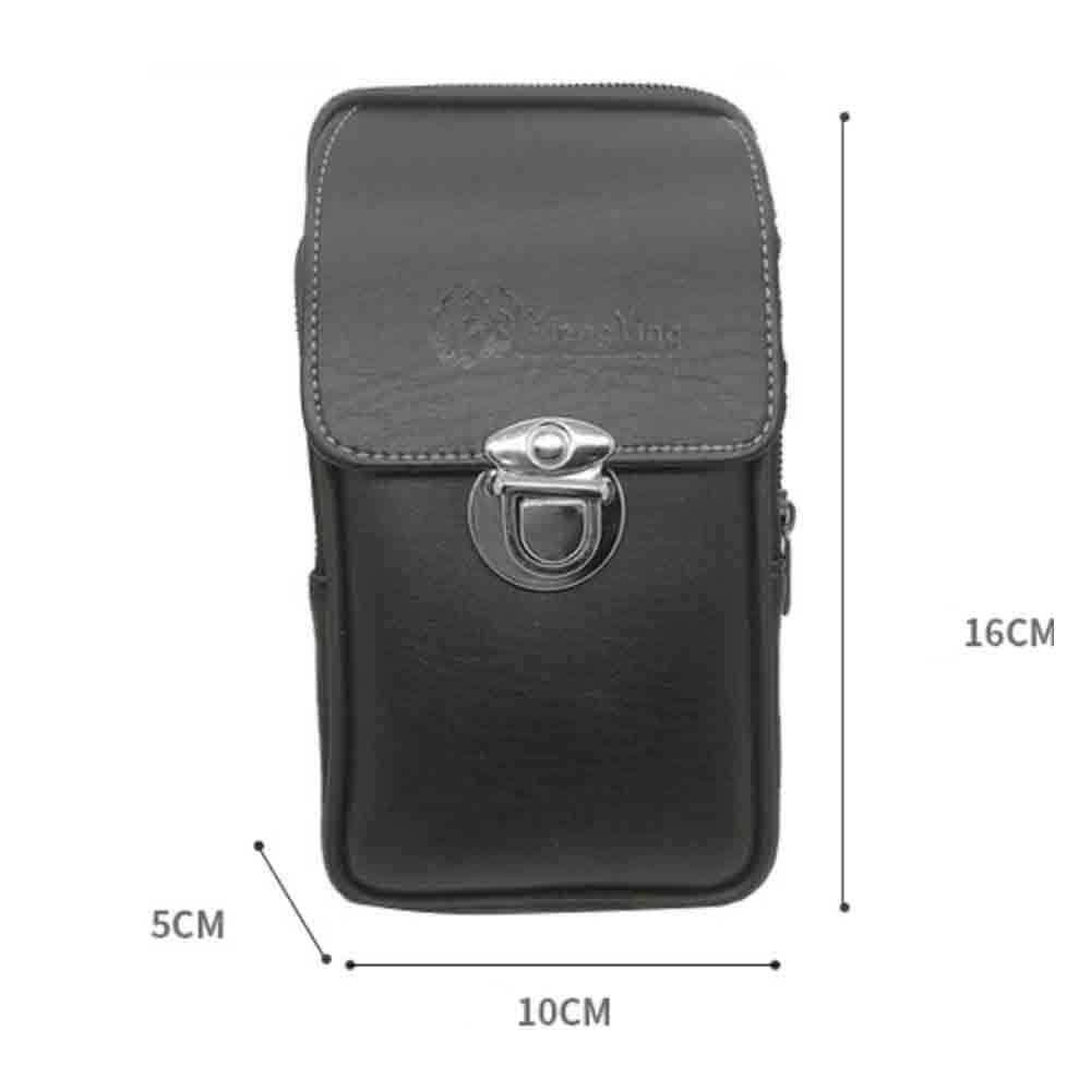 Mini Men Faux Leather Zipper Tactical Belt Pouch Waist Bag