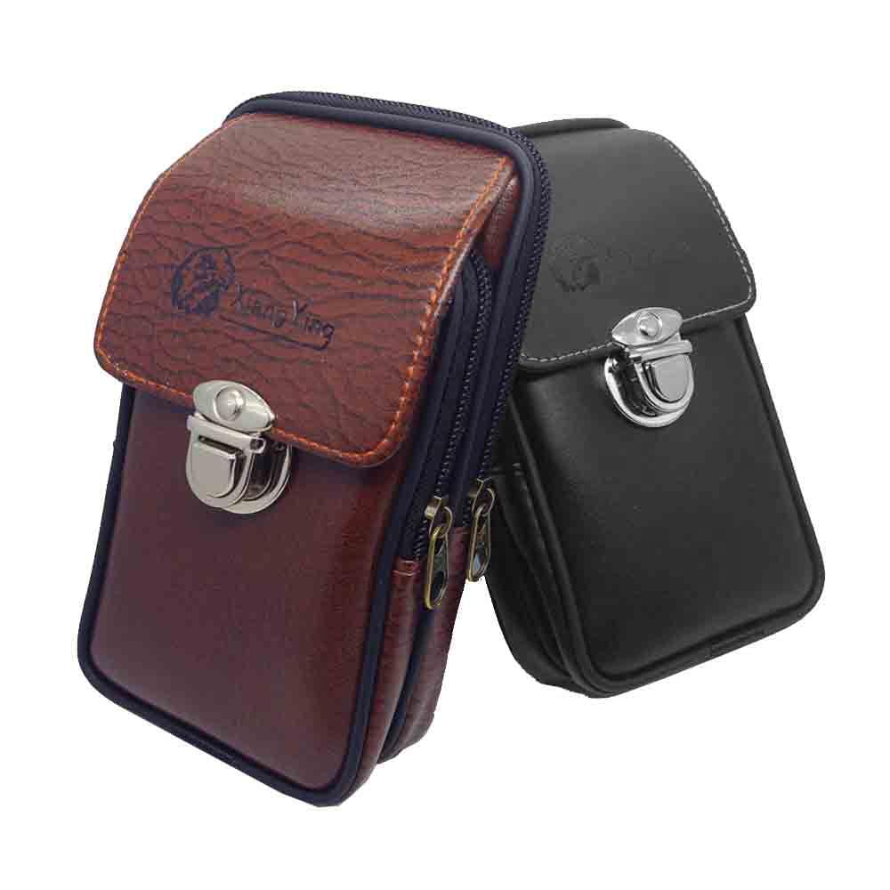 Mini Men Faux Leather Zipper Tactical Belt Pouch Waist Bag